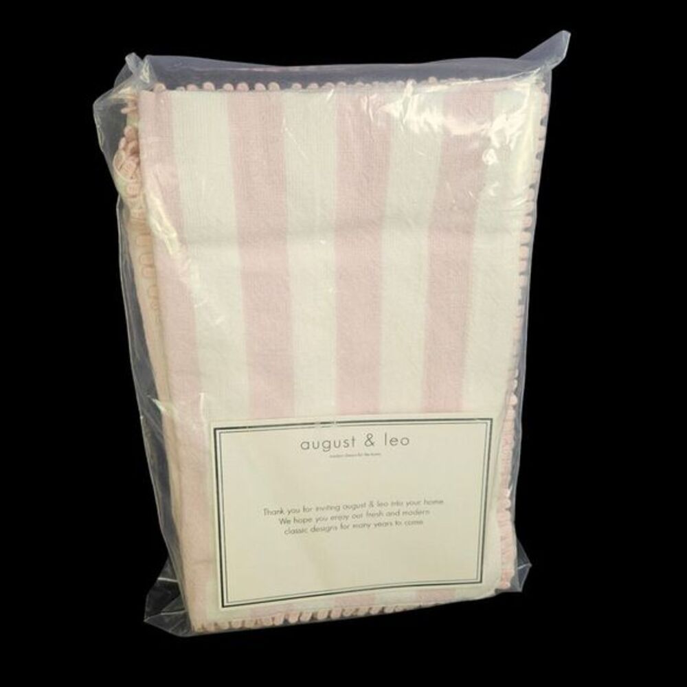 August & Leo 4 Napkins Pack Square 18 x 18 Inch Pink and White Striped Cotton Nw
